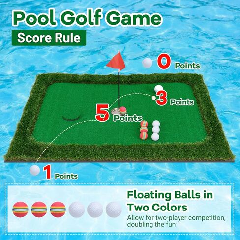 ULTIMATE Floating Golf Green for Pool, Floating Chipping Green Mat w/Hitting Mat, Golf Balls, Flag and Tee for Golf Practice, Golf Putting Mat for Golf Game (Rectangular, 47" x 35.5") in Kuwait