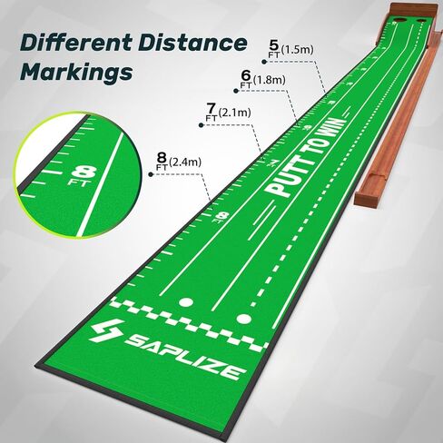 SAPLIZE Indoor/Outdoor Putting Mat with Auto Ball Return, Dual Holes & Distance Markers - Portable Golf Practice Green for Home or Office Training Aid in Kuwait