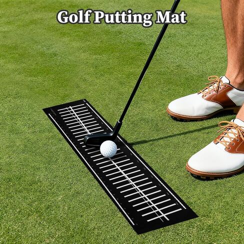 بساط وضع الجولف، بساط وضع الجولف للتمرين في الداخل والخارج، مقاس 30 بوصة، لباد متين يمكن لفه بسهولة، مساعد تدريب خفيف الوزن مع مسار المحاذاة والتدريب على المضرب يساعدك على ممارسة وضع الجولف in Kuwait