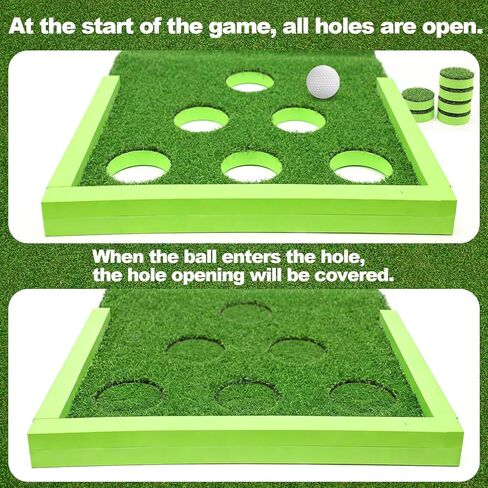 بساط وضع الجولف مع مضربين قابلين للتعديل، 4 كرات، 1 حقيبة محمولة - محمولة للاستخدام الداخلي والخارجي بطول 9.84 قدم باللون الأخضر للفناء الخلفي للمنزل والمكتب وألعاب الحفلات (العرض: 17.7 بوصة) in Kuwait