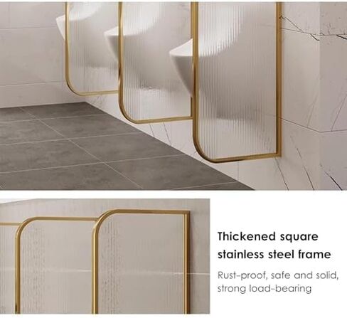 Waterproof Toilet Partition Screen - 6 Pcs Wall Mounted Men’s Urinal Divider with Tempered Glass Privacy Panel for Hotels Schools Shopping Malls - Gold 120cm in Saudi Arabia
