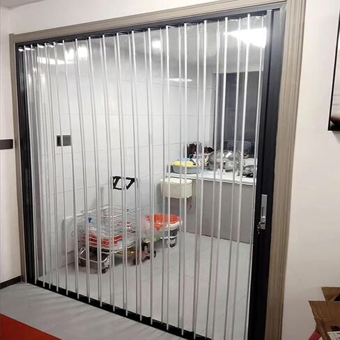 Aluminum Accordion Doors, Transparent Crystal Panel Folding Sliding Door, Acrylic Locking Invisible Accordion Doors for Bathroom Toilet Bathroom Partition, Black Frame(151x203cm/60x80in, Wxh) in Saudi Arabia