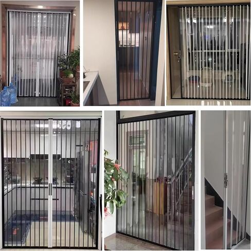 Aluminum Accordion Doors, Transparent Crystal Panel Folding Sliding Door, Acrylic Locking Invisible Accordion Doors for Bathroom Toilet Bathroom Partition, Black Frame(151x203cm/60x80in, Wxh) in Saudi Arabia