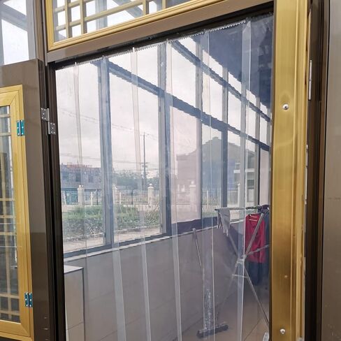 طقم ستائر باب بشريط من الفينيل - شرائط بلاستيكية متينة بتداخل 3 سم، سهلة التركيب للمناطق ذات حركة المرور العالية، مثالية للاستخدام المنزلي والتجاري (تتضمن الأجهزة) in Kuwait