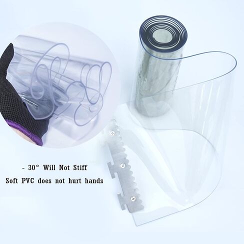 طقم ستائر باب بشريط من الفينيل - شرائط بلاستيكية متينة بتداخل 3 سم، سهلة التركيب للمناطق ذات حركة المرور العالية، مثالية للاستخدام المنزلي والتجاري (تتضمن الأجهزة) in Kuwait