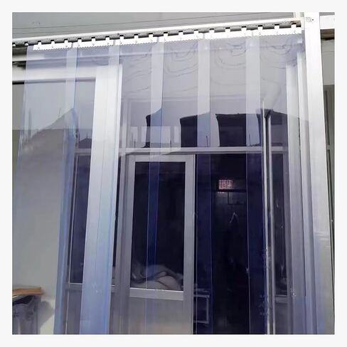باب ستارة من شريط PVC الشفاف - غطاء باب الثلاجة والفريزر مقاوم للماء، شريط شرفة شفاف، مقاوم للرياح، 195 × 260 سم (76.77 × 102.3 بوصة) لسهولة الوصول in Saudi Arabia