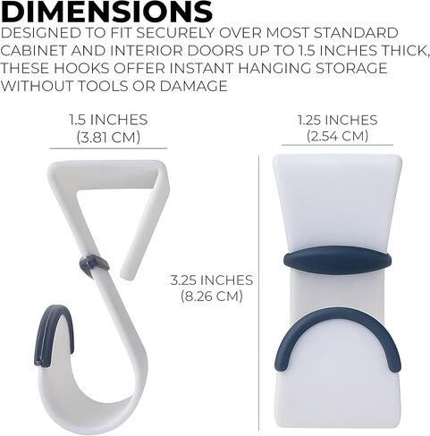 Bexter 4-Pack Over-Door Hooks – Heavy-Duty Plastic with Non-Slip Rubber Grip & Door Protection in Kuwait