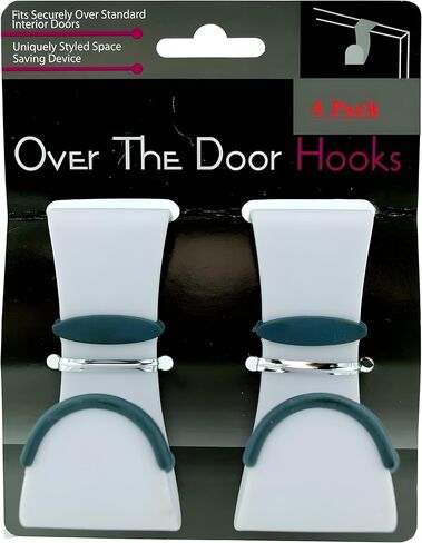 Bexter 4-Pack Over-Door Hooks – Heavy-Duty Plastic with Non-Slip Rubber Grip & Door Protection in Kuwait