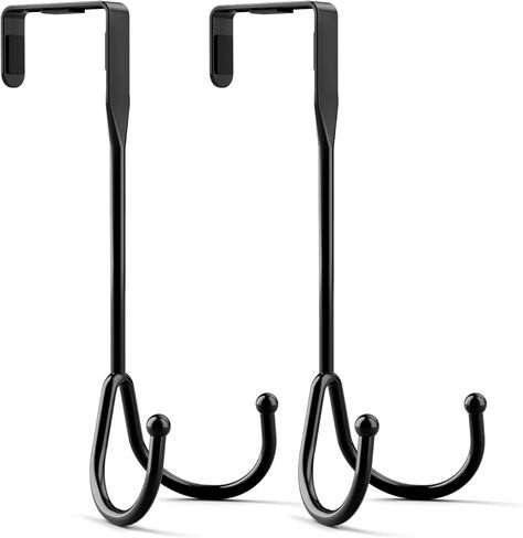 BAKON Metal Over The Door Hooks—2-Piece Set of Double Hook Organizer Hanger, Ideal for Hanging Coats, Hats, Towels, and Bags in Kuwait