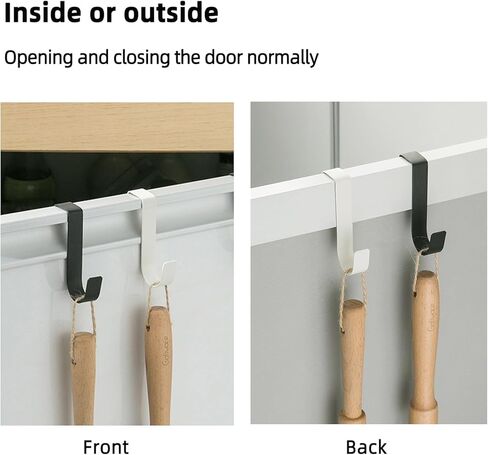 Over Cabinet Door Hooks, 4 Pack Heavy Duty Metal J-Hooks for Kitchen, Bathroom, Laundry Room, Cabinet Hooks for Hanging, Hold Up to 7 lbs, Space-Saving Organizer - Black in Saudi Arabia
