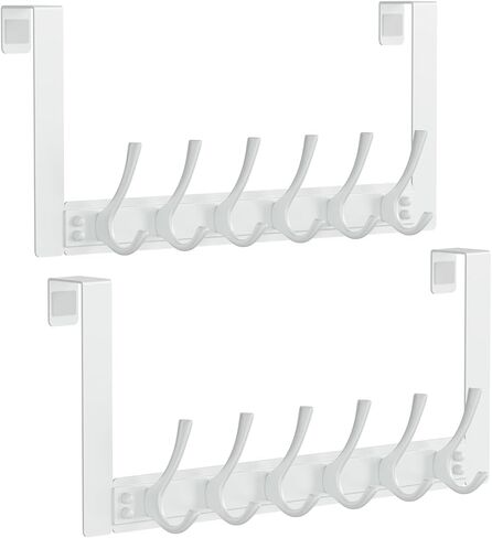 BAKON Over The Door Towel Rack with 6 Hooks, Heavy Duty Over Door Hooks for Hanging Clothes Coat Hat Jacket, Door Hanger Home Organizer for Bathroom Closet Bedroom Kitchen (1, Black) in Kuwait