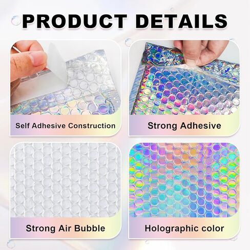 50 PCS مراسلات الفقاعات المجسم ، مراسلات الفقاعات المعدنية ، المظلات المبطنة للماء ، مظاريف وسادة الختم ، أكياس شحن بريق بريق للبريد ، الشحن ، التعبئة ، الأعمال الصغيرة in Kuwait