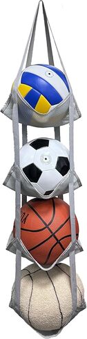 4-Tier Mesh Ball Storage Organizer, Basketball Holder for Garage, Sports Ball Storage for Basketballs, Toys and Snacks in Saudi Arabia
