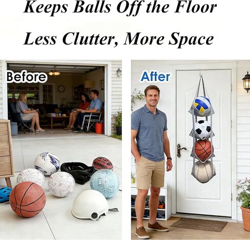 4-Tier Mesh Ball Storage Organizer, Basketball Holder for Garage, Sports Ball Storage for Basketballs, Toys and Snacks in Saudi Arabia