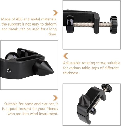TIDTALEO الكلارينيت سطح المكتب دعامة حامل مشبك معدني أسود الكلارينيت تثبيت حامل لإصلاح أداة الموسيقى وملحقات التخزين in Kuwait