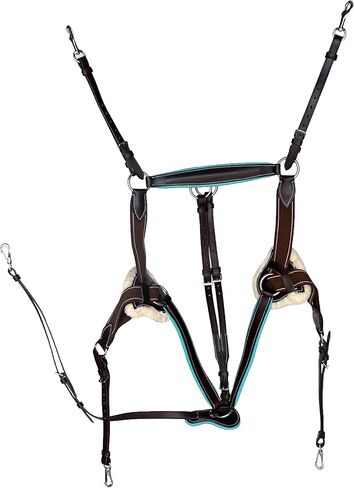 Leather Horse Size 5 Point Elastic Breastplate and Running Attachment with Color Trim (Black with White) in Kuwait