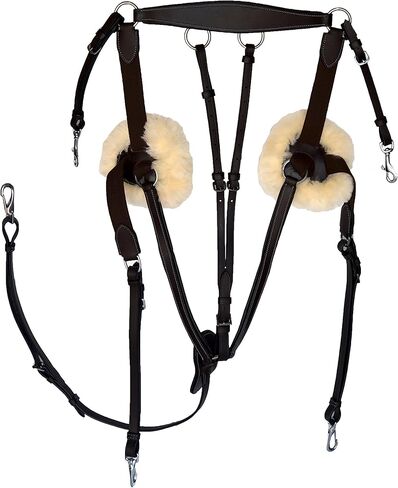 Leather Horse Size 5 Point Elastic Breastplate and Running Attachment with Color Trim (Black with White) in Kuwait