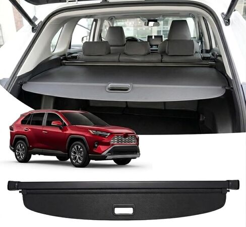 Powerty Cargo Cover for Toyota RAV4 2019-2023 Retractable Rear Trunk Security Cover Shielding Shade Black Carbon Fiber Texture in Kuwait