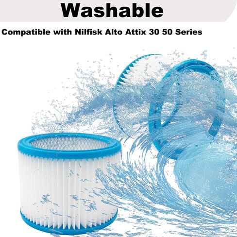 فلتر خرطوشة بديل HEPA مكون من قطعتين مع شبكة معدنية معززة، متوافق مع مكنسة Nilfisk ALTO Attix 30 و50 الرطبة والجافة in Kuwait