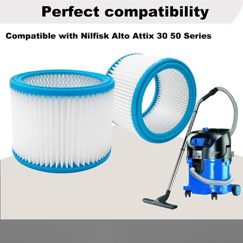 فلتر خرطوشة بديل HEPA مكون من قطعتين مع شبكة معدنية معززة، متوافق مع مكنسة Nilfisk ALTO Attix 30 و50 الرطبة والجافة in Kuwait