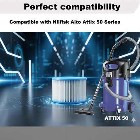 فلتر خرطوشة بديل HEPA مكون من قطعتين مع شبكة معدنية معززة، متوافق مع مكنسة Nilfisk ALTO Attix 30 و50 الرطبة والجافة in Kuwait