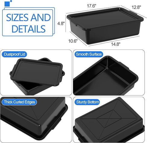 13 L Commercial Bus Tub with Lid, Set of 12, Black Utility Bus Box in Saudi Arabia