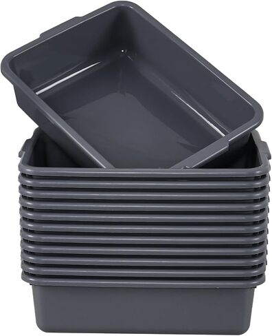 صندوق باص تجاري بلاستيكي سعة 15 لتر، 12 علبة أطباق للمطعم والمنزل، رمادي in Kuwait