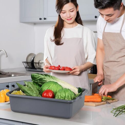 صندوق باص تجاري بلاستيكي سعة 15 لتر، 12 علبة أطباق للمطعم والمنزل، رمادي in Kuwait