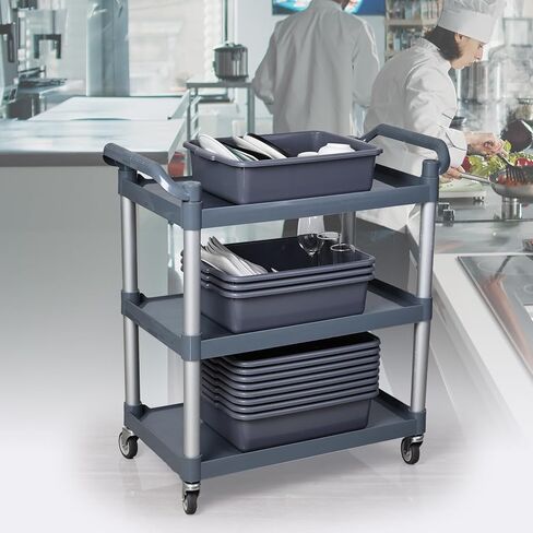 صندوق باص تجاري بلاستيكي سعة 15 لتر، 12 علبة أطباق للمطعم والمنزل، رمادي in Kuwait