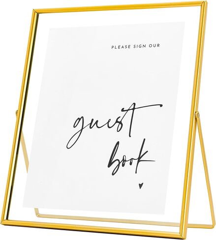 حساب "Prefer Please" Clear Glass Black Sign Holder ، 8x10in Gold Glass Picture Frames Hear Menu Sign in Kuwait