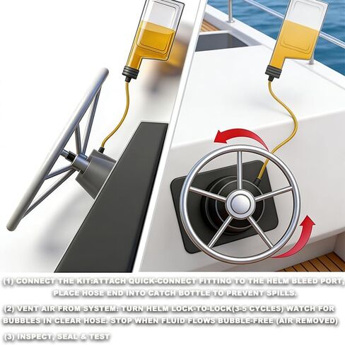 مجموعة نزيف التوجيه الهيدروليكي، تصميم سريع التوصيل، أداة نزيف بحرية لأنظمة توجيه القوارب Seastar، أداة بحرية احترافية مع تركيبات نحاسية، حلقات دائرية ومنع التسربات in Kuwait