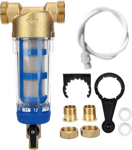 KIMISS Reusable Spin Down Sediment Water Filter G1 MNPT G3/4 FNPT - PreFilter System for Whole House Water Purifier, 50 N Rating for Sediment, and Dirt Reduction in Saudi Arabia