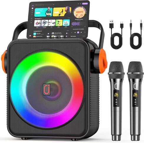 Karaoke Machine with 2 Microphones, Portable Bluetooth 5.3 Karaoke Speaker for Adults, PA System with Echo Adjustment for Outdoor Events, Gatherings and Parties, Stage Subwoofers (80W) in Kuwait