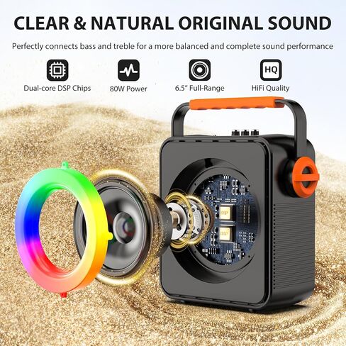 Karaoke Machine with 2 Microphones, Portable Bluetooth 5.3 Karaoke Speaker for Adults, PA System with Echo Adjustment for Outdoor Events, Gatherings and Parties, Stage Subwoofers (80W) in Kuwait