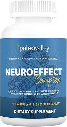 Paleovalley NeuroEffect - Neuro Mushroom Coffee Nutritional Supplement for Focus, Memory, and Energy Support - 28-Day Supply - 8 Full Spectrum Mushroom and Whole Coffee Fruit Extracts in Saudi Arabia
