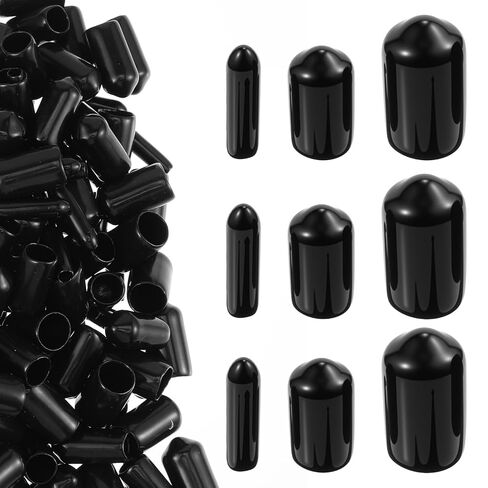 150 Pcs Vinyl Flexible Rubber End Caps 3 Sizes Black Bolt Screw Covers Thread Protectors Screw Thread Protectors Rubber End Caps for Metal Tubing Rod Bolt, 8mm, 6.5mm, 3mm in Kuwait