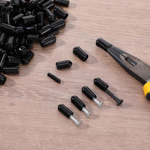150 Pcs Vinyl Flexible Rubber End Caps 3 Sizes Black Bolt Screw Covers Thread Protectors Screw Thread Protectors Rubber End Caps for Metal Tubing Rod Bolt, 8mm, 6.5mm, 3mm in Kuwait