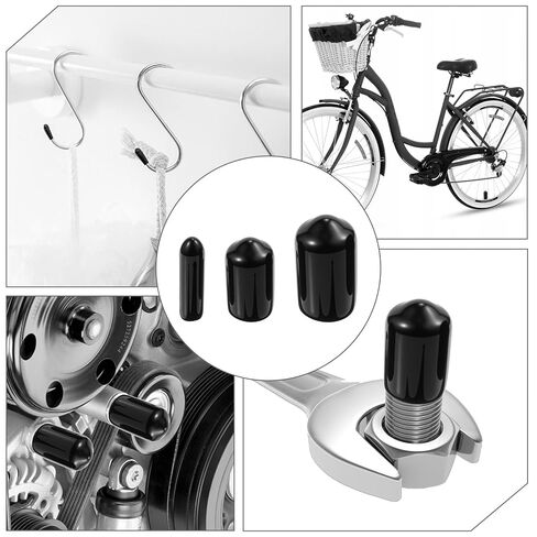 150 Pcs Vinyl Flexible Rubber End Caps 3 Sizes Black Bolt Screw Covers Thread Protectors Screw Thread Protectors Rubber End Caps for Metal Tubing Rod Bolt, 8mm, 6.5mm, 3mm in Kuwait