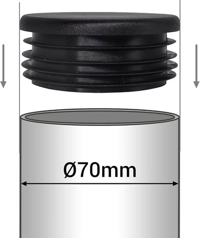 (Pack of 2) Round Tube Inserts 2-3/4" (70 mm), Fence Post Plugs, Black Plastic Tube End Caps, Pipe Plugs, Jet Black RAL 9005 in Saudi Arabia