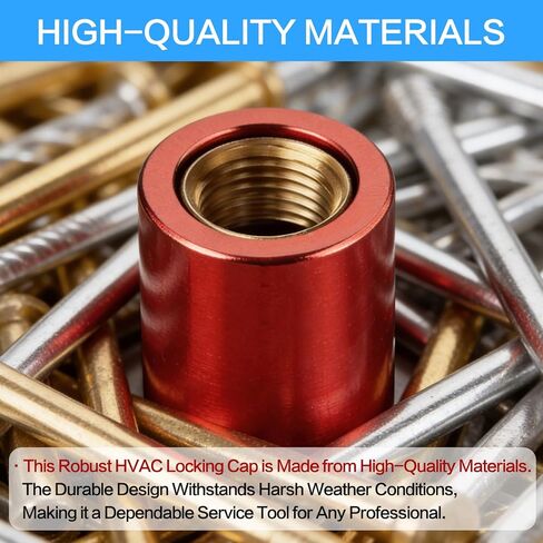 HVAC Locking Caps 2-Pack, 1/4 Inch Tamper-Resistant Valve Port Covers for R22 AC Systems, Secure Refrigerant Service Caps for Air Conditioner Maintenance in Kuwait