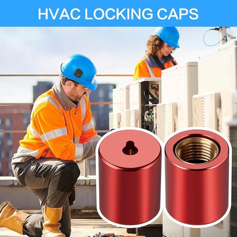 HVAC Locking Caps 2-Pack, 1/4 Inch Tamper-Resistant Valve Port Covers for R22 AC Systems, Secure Refrigerant Service Caps for Air Conditioner Maintenance in Kuwait
