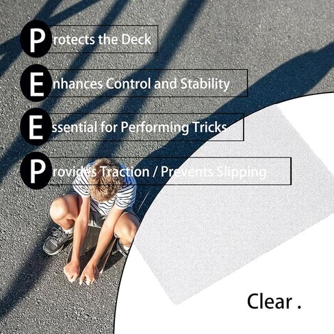 Premium Skateboard Grip Tape 10.6" x 39.4" - Single Sheet, Superior Traction Non Slip Tape for Skateboard, Stair (Transparent) in Kuwait