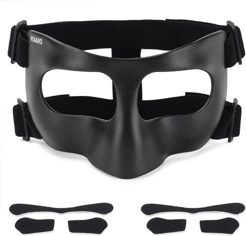 QK03B واقي أنف غير لامع للأنف المكسور، قناع وجه لكرة السلة، درع رياضي واقٍ لكرة القدم، قابل للتعديل مع بطانة للرجال والنساء in Kuwait