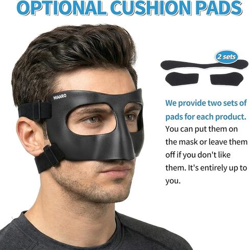 QK03B واقي أنف غير لامع للأنف المكسور، قناع وجه لكرة السلة، درع رياضي واقٍ لكرة القدم، قابل للتعديل مع بطانة للرجال والنساء in Kuwait