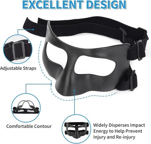 QK03B واقي أنف غير لامع للأنف المكسور، قناع وجه لكرة السلة، درع رياضي واقٍ لكرة القدم، قابل للتعديل مع بطانة للرجال والنساء in Kuwait