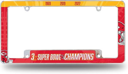 Rico Industries NFL Football Philadelphia Eagles 2025 Super Bowl LIX Champions 12" x 6" Chrome All Over Automotive License Plate Frame for Car/Truck/SUV in Saudi Arabia