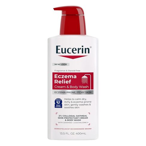 Eucerin Eczema Relief Cream Body Wash, Eczema Body Wash with Colloidal Oatmeal, Ceramide-3 and Licorice Root Extract, 13.5 Fl Oz Bottle in Kuwait