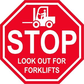 "Stop Look Out for Forklifts" - لافتة أرضية من الفينيل مغلفة من Graphical Warehouse - لافتات السلامة والأمن 5S، أداة الاتصال المرئي (18") in Kuwait