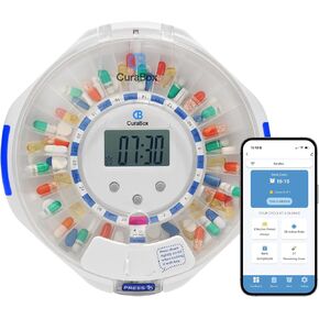 Automatic Pill Dispenser for Elderly with Alarm - 28 Day Smart Pill Box for Alzheimer’s Care, Easy-Read LCD Display, Key Locked, Alarm & Light Reminder for Medication, Vitamins, Supplements in Saudi Arabia