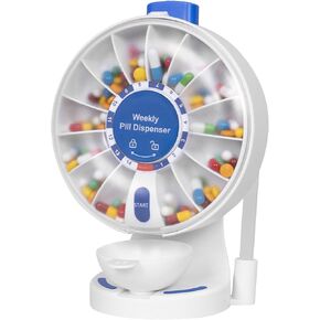 JULOS 14 Days Pill Organizer with Wall-Mounted or Standing Use for Elderly, Daily Large Pill Box with Easy Press Button, Pill Organizer for Medicine, Vitamin or Supplements, Blue in Saudi Arabia
